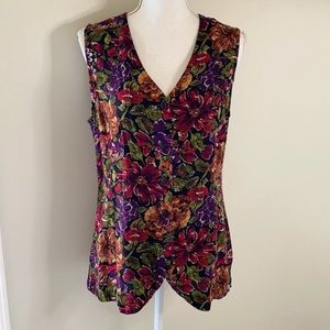 Vintage • Vibrant Floral Vest Style Top